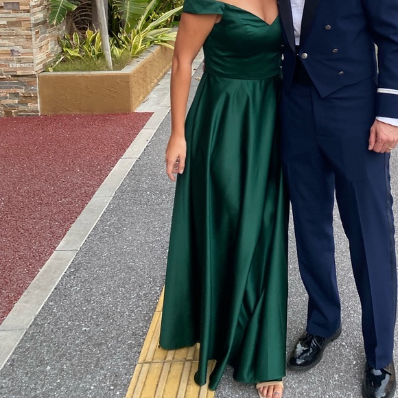 Formal, satin, off-the-shoulder dress - Picture 2 of 2